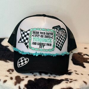 Drink Your Coffee Put On Some Turquoise and Handle Your Shit Trucker Hat Chain